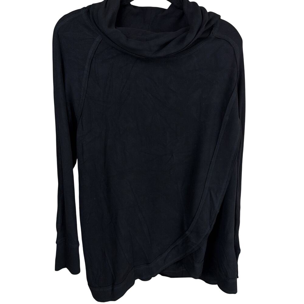 NWT Shana Black Crushed Velour Cowl Neck Crinkle Draped Tunic Size XL